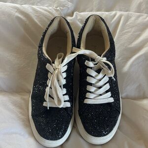 Black Glitter Lace-Up Women's Sneakers by Betsey Johnson size 8